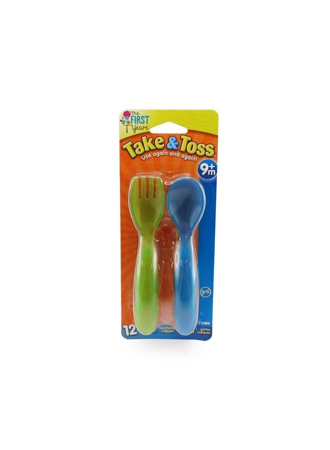 The First Years Take & Toss Toddler Fork And Spoon Flatware, Colors May Vary - Image 2