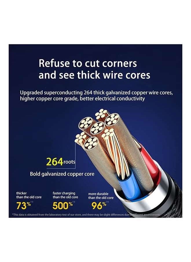 Aspor - 3 in 1 Multi Charging Cable, Nylon Braided USB to Lightning & USB-C Multi Charger Cord for Multiple Devices Apple & Android Fast Charger Cable for iPhone 14/13/12/11/8/iPad Pro, Samsung Series ，1.2M ，Black - Image 1