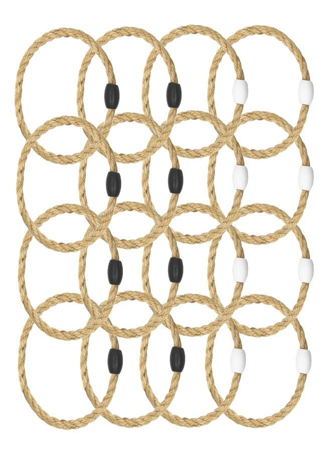 DONZWIYES 16 Pack Sisal Rope Ring Toss Game Replacement Parts for Adults and Kids, Outdoor Toss Rings for Agility Practice and Speed Game and Yard Games and Lawn Games for Party (Black and White) - Image 1