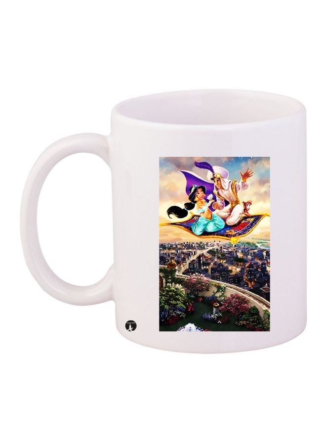 RYN Aladdin Printed Coffee Mug White/Green/Beige 11ounce