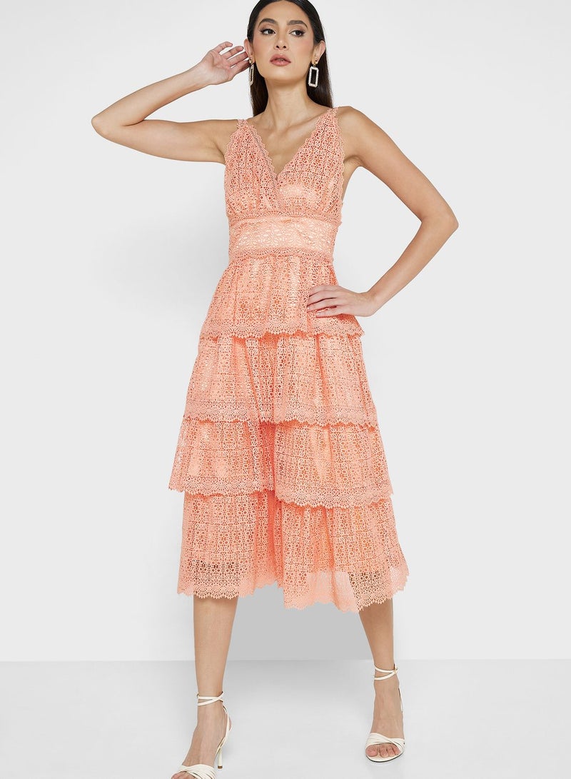 Just Me Tiered Lace Dress - Image 4
