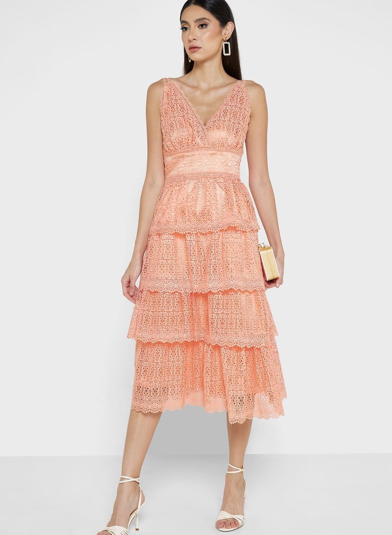 Just Me Tiered Lace Dress - Image 1