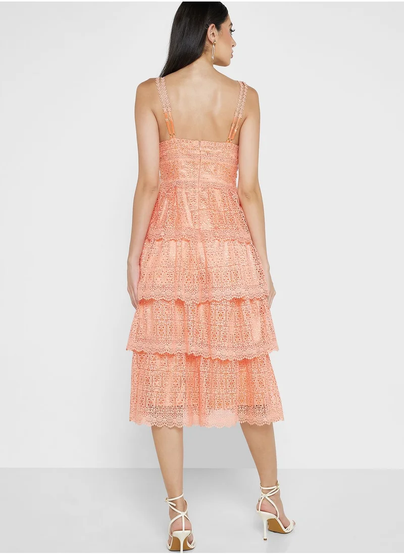 Just Me Ruffle Plunge Neck Dress