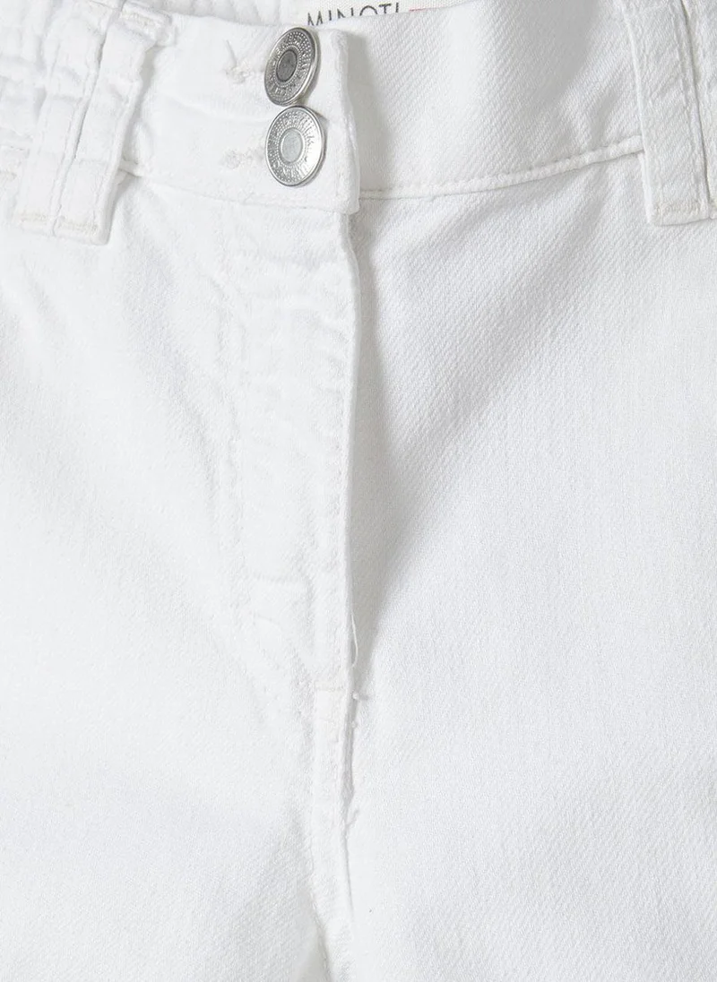 MINOTI Kids Girls Cargo Trousers with Side Pockets and Cuffed Ankles
