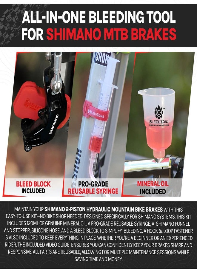 BleedZone Shimano Brake Bleed Kit with 120ml Mineral Oil - Hydraulic Brake Bleed Kit for Shimano Disc Brakes, Bike Brake, MTB Brake, and Mineral Oil Brake Maintenance - Image 4