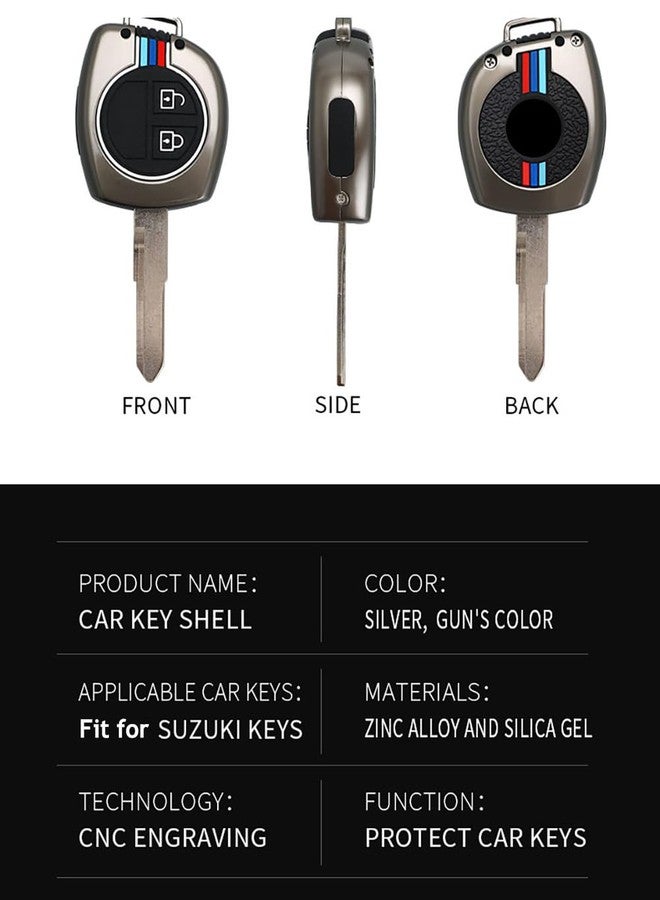 ontto Leather Key Cover Metal Key Case Fit for Suzuki Alto Baleno Grand Vitara Ignis Jimny Karimun Wagon R Liana Splash Swift SX4 Vitara Key Remote Stylish Key Protector Black - Image 4