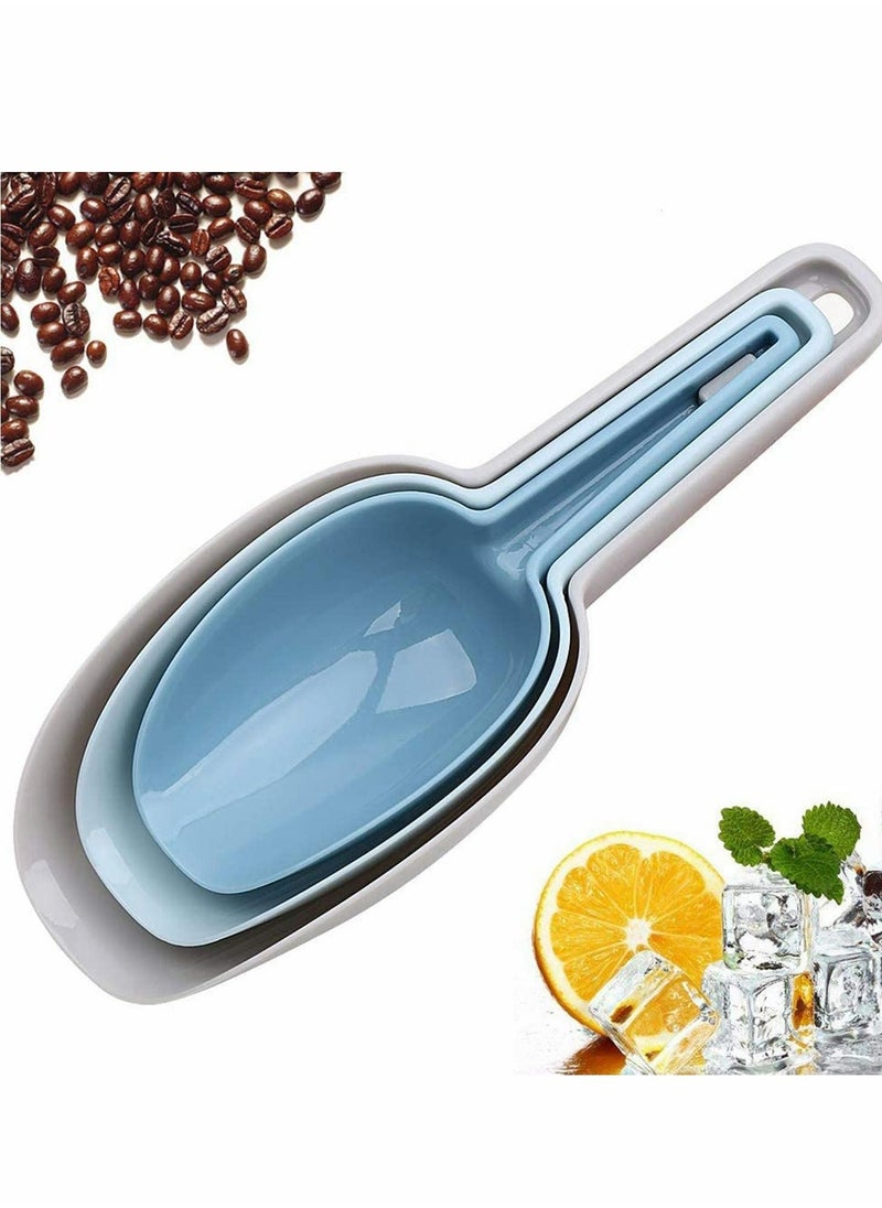 SYOSI 3 in 1Ice Scoop Set, Multi Purpose Plastic Kitchen Scoops Canisters, Ice Scooper for Freezer, Rice, Canisters, Flour, Dry Foods, Candy, Pop Corn, Coffee Beans and Pet Food  - Image 1