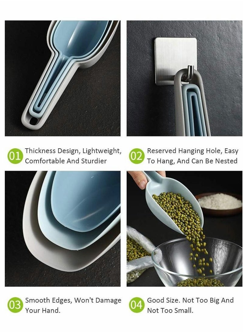 SYOSI 3 in 1Ice Scoop Set, Multi Purpose Plastic Kitchen Scoops Canisters, Ice Scooper for Freezer, Rice, Canisters, Flour, Dry Foods, Candy, Pop Corn, Coffee Beans and Pet Food  - Image 3