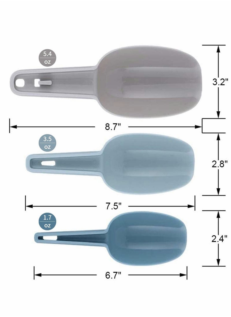 SYOSI 3 in 1Ice Scoop Set, Multi Purpose Plastic Kitchen Scoops Canisters, Ice Scooper for Freezer, Rice, Canisters, Flour, Dry Foods, Candy, Pop Corn, Coffee Beans and Pet Food  - Image 2