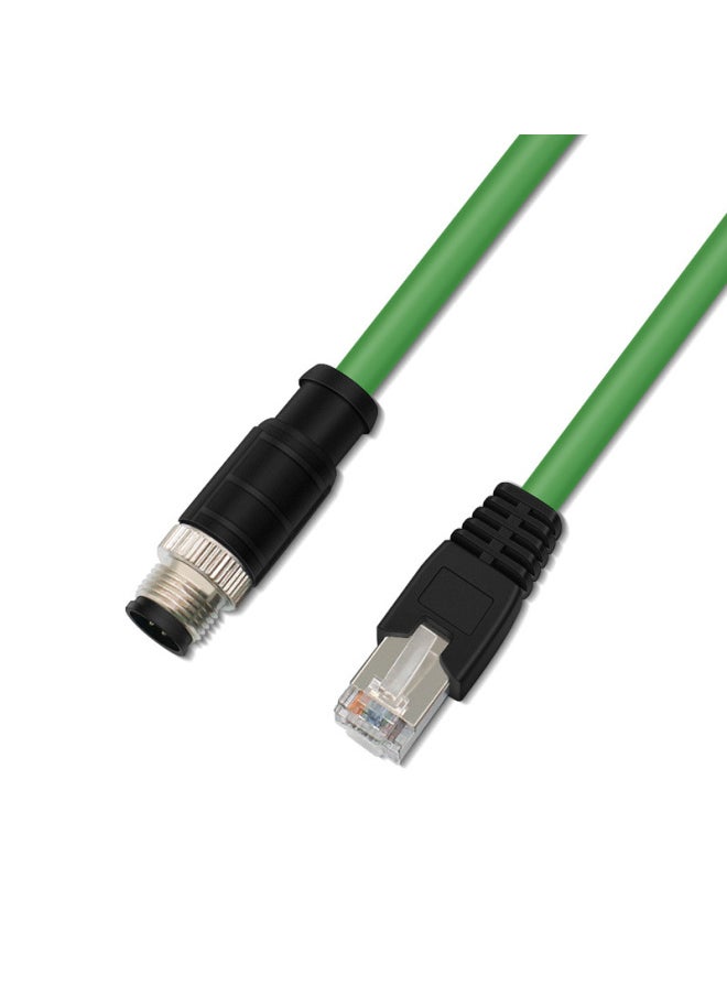 Generic M12 To RJ45 Coding Line 4 Pin Ethernet Industrial Grade Network Cable High Soft Drag Chain Sensor Cable Aviation Plug-Color:D-Core 4-core Male Straight Head-RJ45-Line Length:10 M  - Image 1