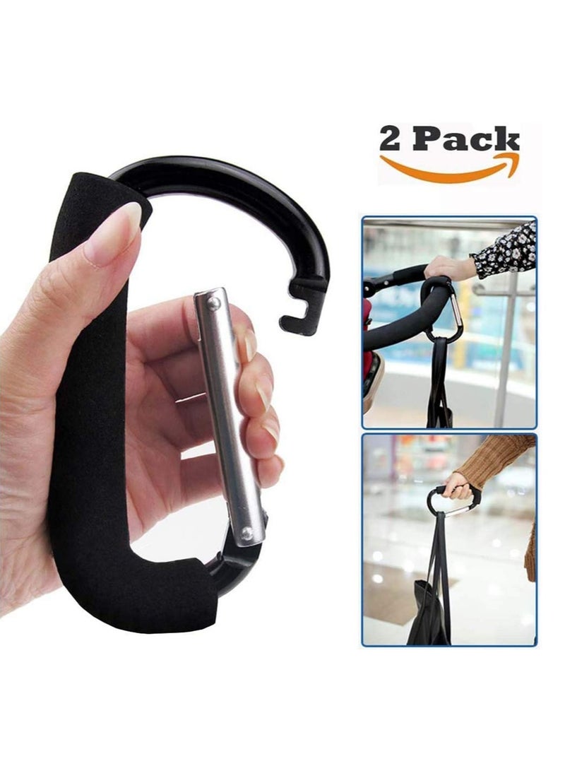 Excefore D Shape Large Buggy Carabiner Hook,Pram Pushchair Stroller Clip,Shopping Accessories Bag Holder Hook Black Universal FIT for Strollers Prams Pushchairs and to Hand Carry Your Shopping Bags  - Image 2