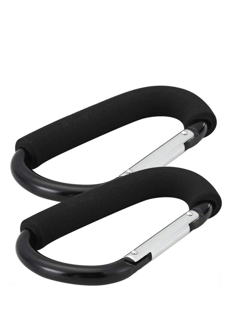 Excefore D Shape Large Buggy Carabiner Hook,Pram Pushchair Stroller Clip,Shopping Accessories Bag Holder Hook Black Universal FIT for Strollers Prams Pushchairs and to Hand Carry Your Shopping Bags  - Image 1