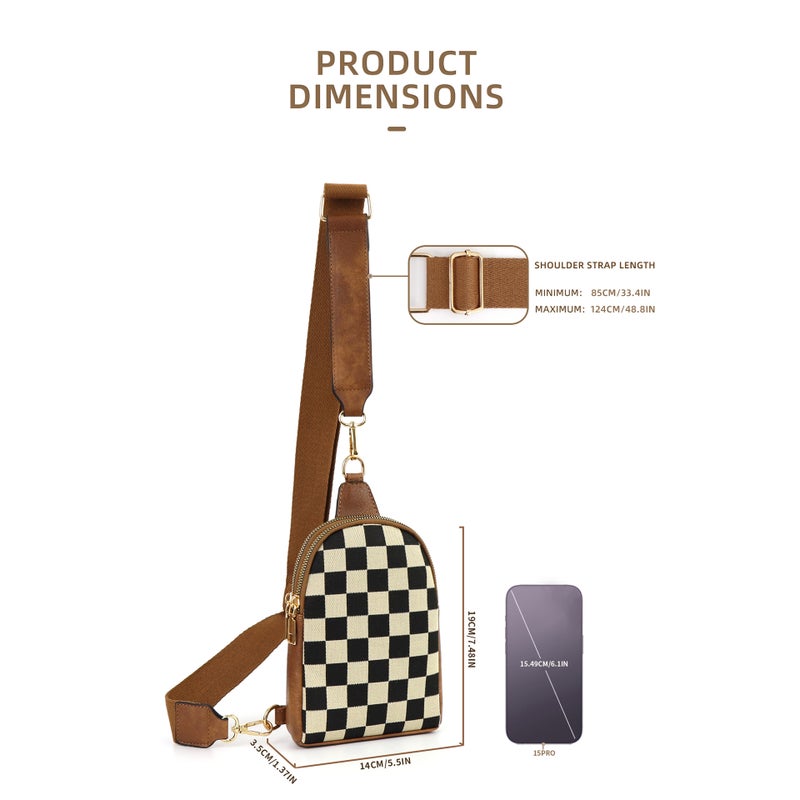 Selling Pu Checkerboard Plaid Detachable Multifunctional Crossbody Bag Shoulder Bag Waist Bag Chest Bag For Women - Image 5