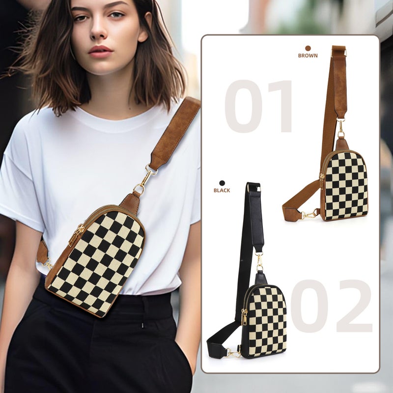Selling Pu Checkerboard Plaid Detachable Multifunctional Crossbody Bag Shoulder Bag Waist Bag Chest Bag For Women - Image 2