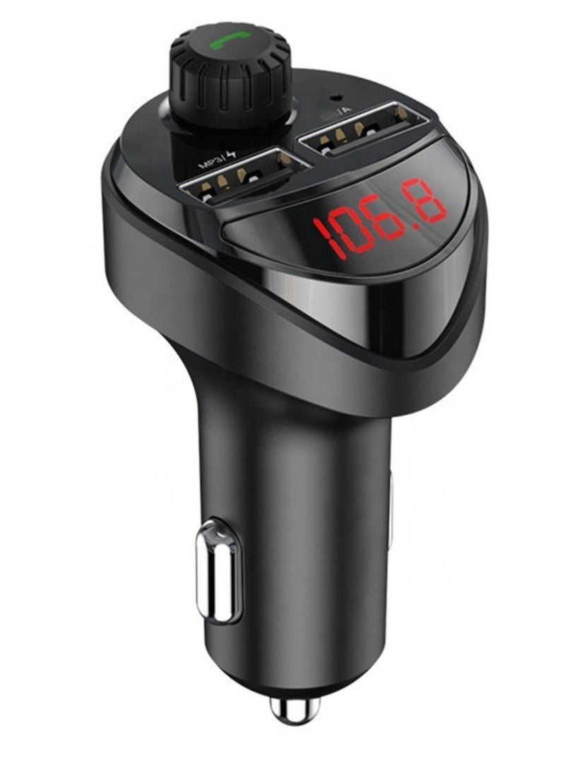 ELTRAZONE B16 2.4A Dual USB Charger Car Bluetooth Transmitter(Black)  - Image 1
