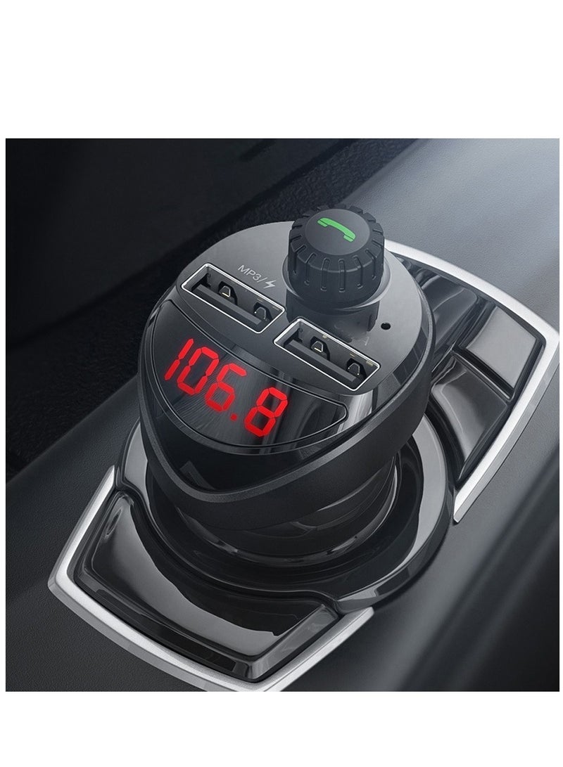 ELTRAZONE B16 2.4A Dual USB Charger Car Bluetooth Transmitter(Black)  - Image 2
