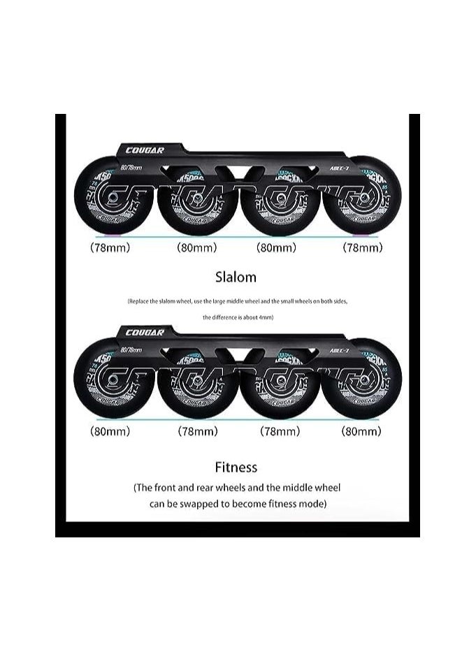 Cougar COUGAR Roller Skate Shoe Cougar Model 509 For Adult Adjustable Roller Skates with 4 Illuminating Pu Wheels, Outdoors and Indoors Roller Blades for Boys Girls Beginners Color : Black Size : 45  - Image 3