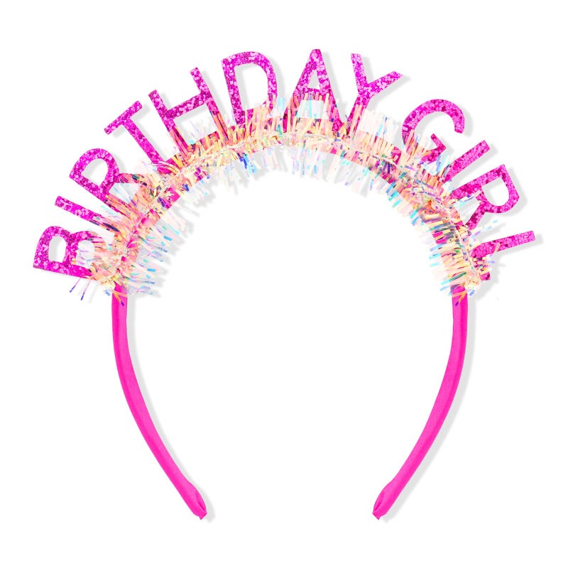 CAVETEE Birthday Crown for Women and Girl, Hot Pink Happy Birthday Decorations Birthday Girl Tiara for Women Birthday Gift - Image 1