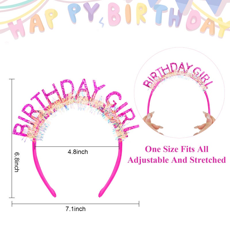 CAVETEE Birthday Crown for Women and Girl, Hot Pink Happy Birthday Decorations Birthday Girl Tiara for Women Birthday Gift - Image 2