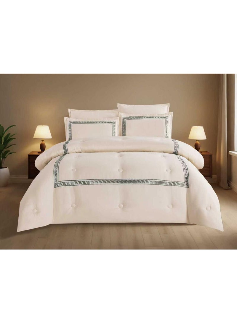 Microfiber Embroidered Soft Quality Comforter Bedding set-King Size 6Pcs 1-PC fitted bedsheet 200 * 200cm,1-PCS Comforter 220 * 240 fixed, 4PCS Super Soft Pillowcases