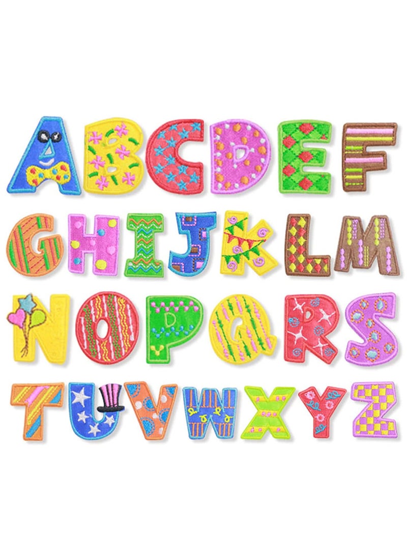 Letter Iron on Patches, A-Z Small Letter Patches Alphabet Patches Adhesive Decorative Repair Embroidered Cute Patches Applique for Clothes, Dress, Hats, Jeans, Bag, Backpack 26 Pcs  - Image 1