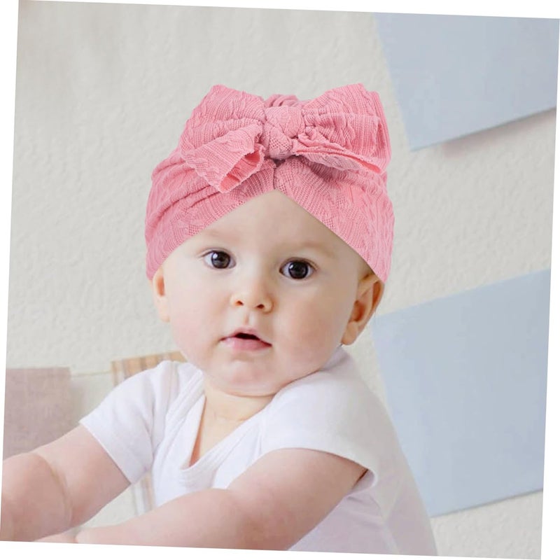 Newborn Baby Turban Caps With Big Soft Stretchy Bow Pink Beanie Headwrap Gift - Image 5