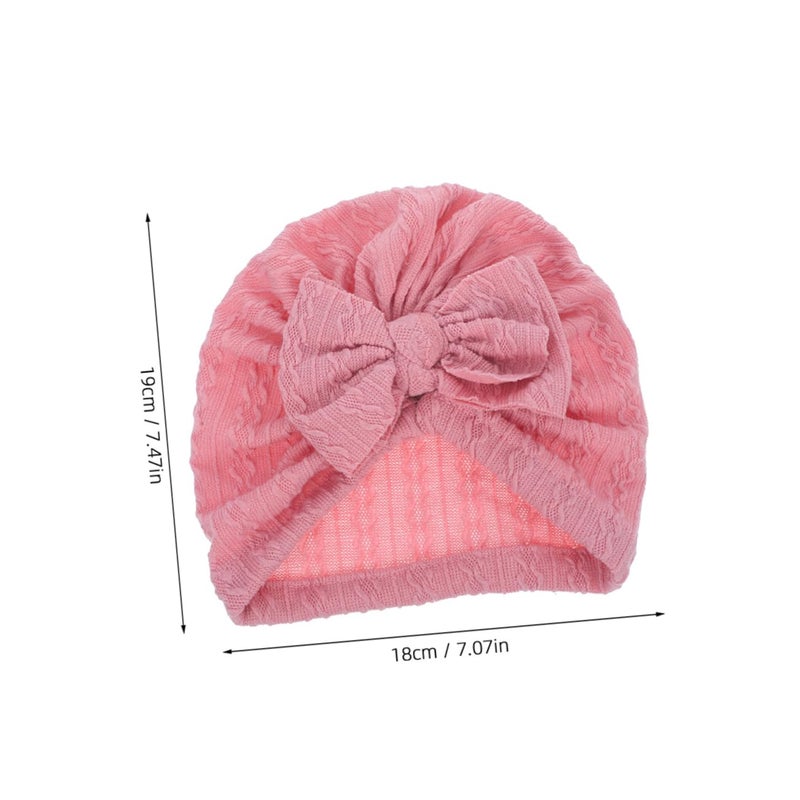 Newborn Baby Turban Caps With Big Soft Stretchy Bow Pink Beanie Headwrap Gift - Image 3