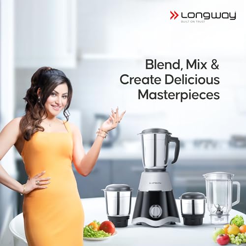 Longway Super Dlx Juicer Mixer Grinder | Up to 750W Max Output Powerful Motor | 4 Jars for Grinding, Mixing, Juicing | 2 Year Warranty | Black & Gray - Image 2