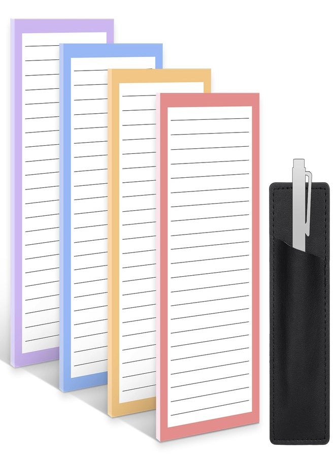Thboxes 4 Pack Magnetic Note Pad for Fridge with Pen Holder, Totally 200 Sheets Magnetic To Do List, Grocery List, Shopping List, Memo Pads for Refrigerator（Light Color） - Image 1