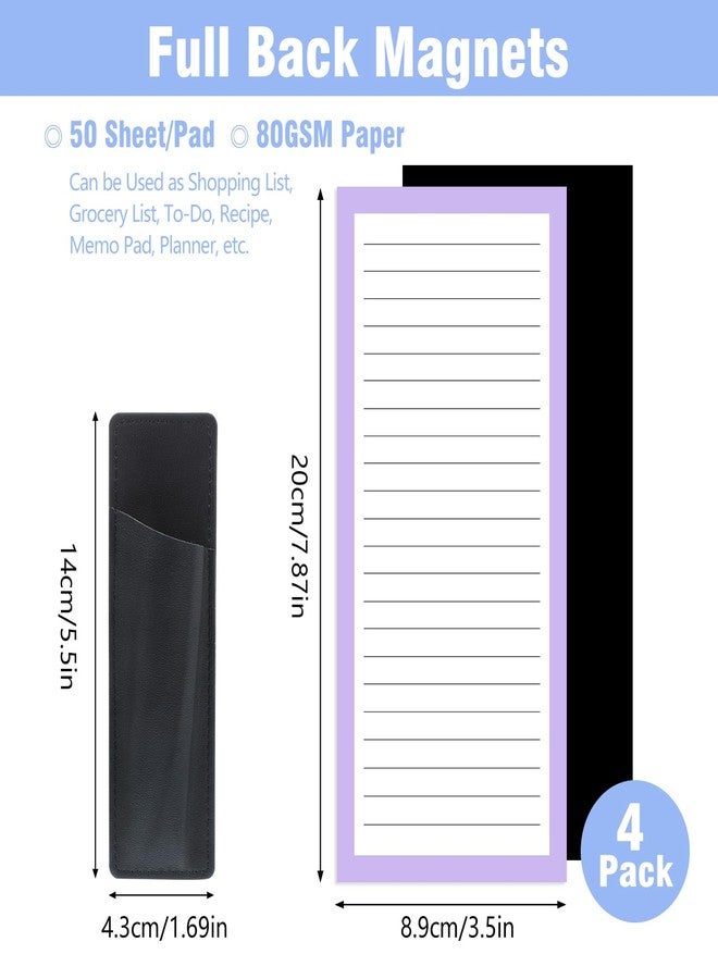 Thboxes 4 Pack Magnetic Note Pad for Fridge with Pen Holder, Totally 200 Sheets Magnetic To Do List, Grocery List, Shopping List, Memo Pads for Refrigerator（Light Color） - Image 2