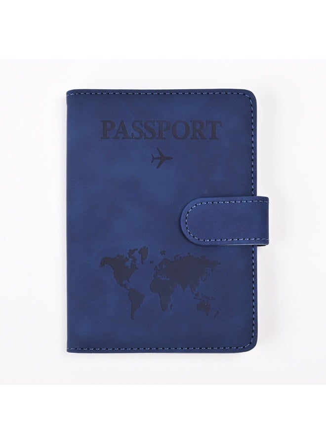 موثوقية التنبؤ حافظة جواز سفر، حافظة جواز سفر مزودة بخاصية حجب RFID، حافظة وثائق سفر من جلد PU للرجال والنساء، إكسسوارات سفر (أزرق) - Image 1