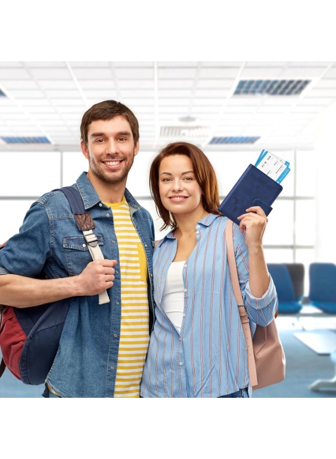 موثوقية التنبؤ حافظة جواز سفر، حافظة جواز سفر مزودة بخاصية حجب RFID، حافظة وثائق سفر من جلد PU للرجال والنساء، إكسسوارات سفر (أزرق) - Image 5