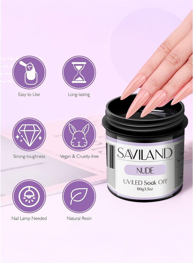 SAVILAND Builder Nail Gel Kit – 2 Colors (Clear & Nude) Nail Extension Gel Set with Tools - Image 3
