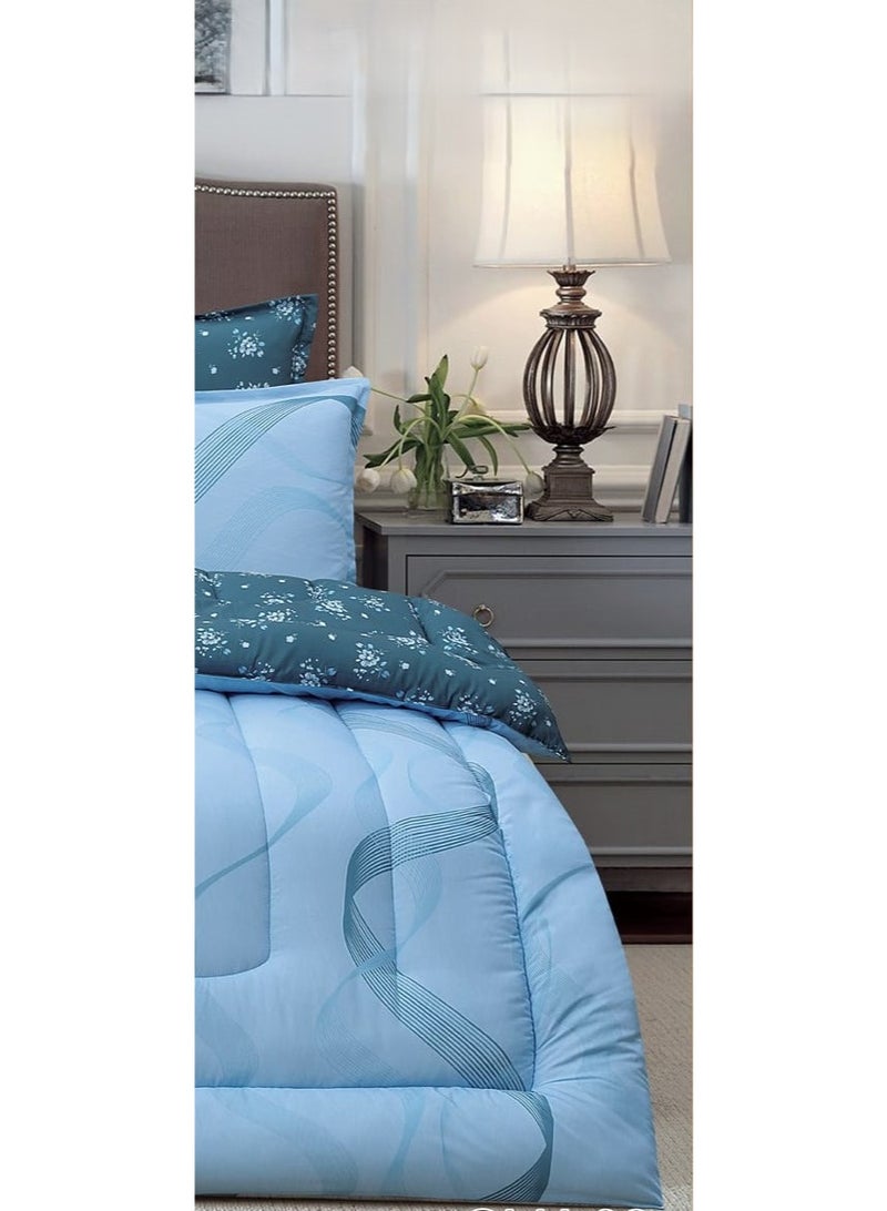 لوفيرا طقم مفرش نفرين ملكي لحاف قماش متين وناعم ونقشة عصرية 8 قطع مقاس 240*260 سم - Image 4