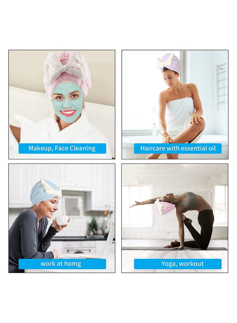 Zikra 3 Pack Microfibre Hair Towel Hair Towel Wrap for Long Hair Cute Rabbit Hair Towel Turban Super Absorbent Fast Dry Hair Towel with Buttons Bath Loop Fasten for Wet Curly Long Thick Hair - Image 5