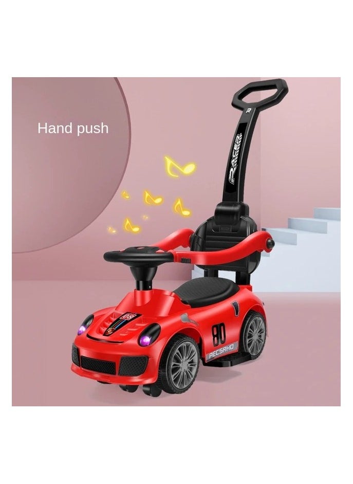 Generic - The Porsche sled for children contains music and LED lighting and can be controlled 360 degrees for easy movement. 3 in 1 children's slide (red) - Image 1