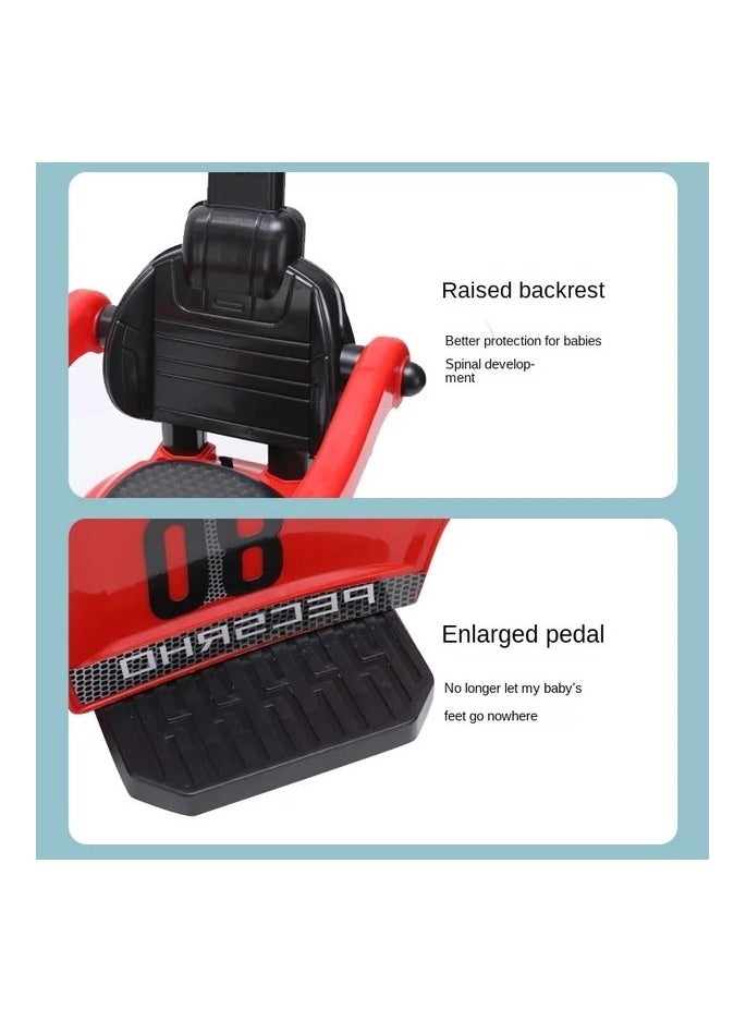 Generic - The Porsche sled for children contains music and LED lighting and can be controlled 360 degrees for easy movement. 3 in 1 children's slide (red) - Image 1