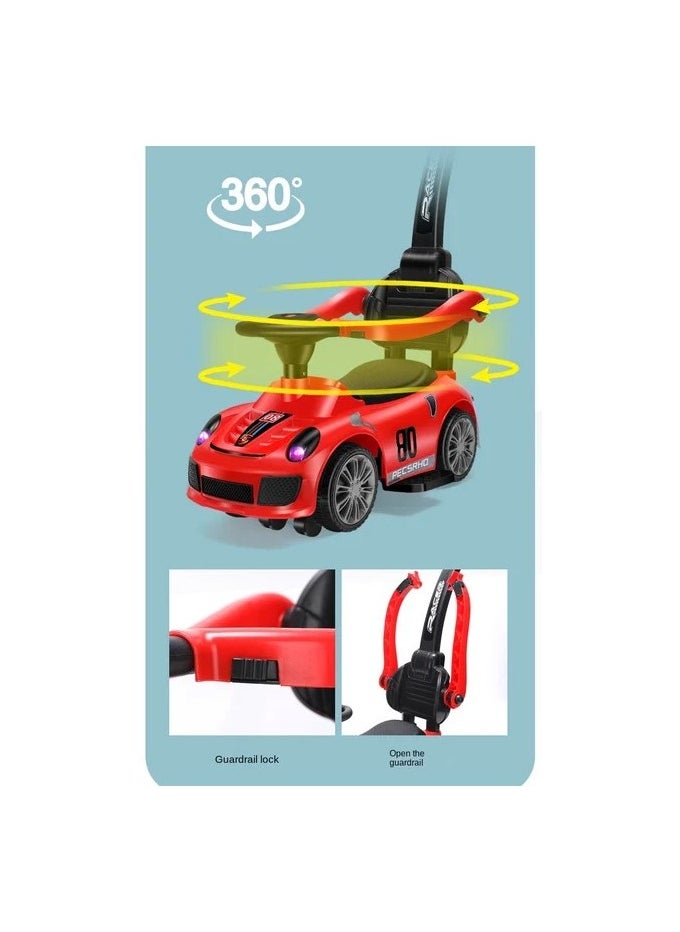 Generic - The Porsche sled for children contains music and LED lighting and can be controlled 360 degrees for easy movement. 3 in 1 children's slide (red) - Image 1