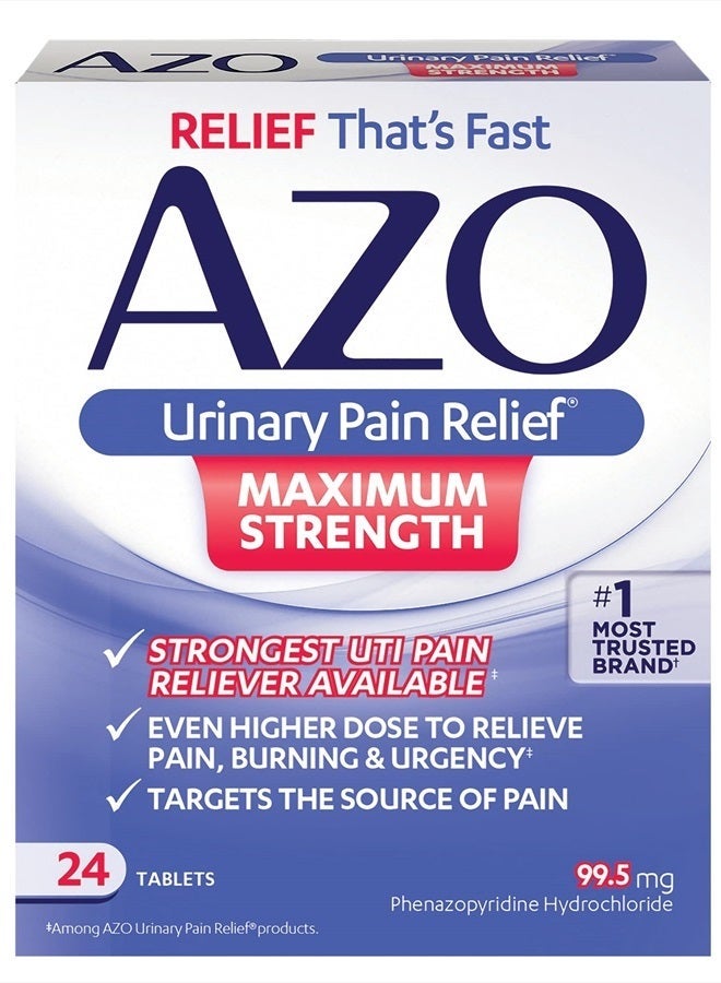 AZO Urinary Pain Relief Maximum Strength | Fast relief of UTI Pain, Burning u0026 Urgency | Targets Source of Pain | #1 Most Trusted Brand | 24 Tablets - Image 2