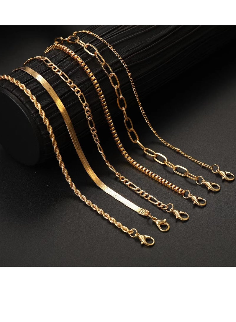 Laseta Stackable Women Bangle Bracelets Set Adjustable Link Chain Multi-Element Dainty Gold Costume Jewelry for Everyday Wear Gift - Image 4