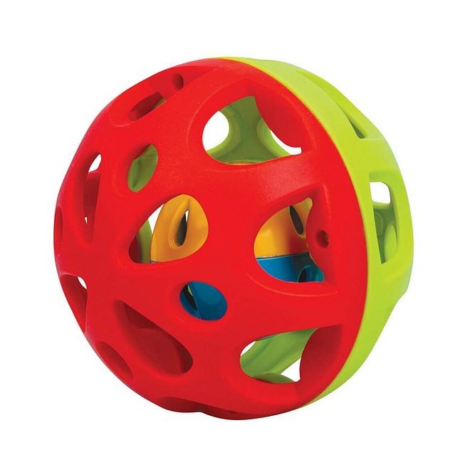 Winfun Easy Grasp Rattle Ball, Colorful, Durable, Enhance Motor Skills, 3 Months+, 7.5 x 6 x 4 cm - Red - Image 1