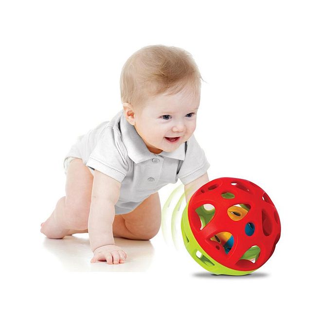Winfun Easy Grasp Rattle Ball, Colorful, Durable, Enhance Motor Skills, 3 Months+, 7.5 x 6 x 4 cm - Red - Image 3
