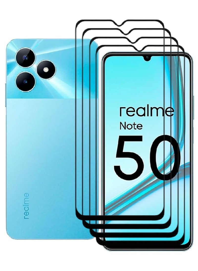 4 Pieces Tempered Glass Screen Protector 5D Designed For Realme Note 50 Full Glue Edge to Edge Full Screen Coverage And Bubble Free