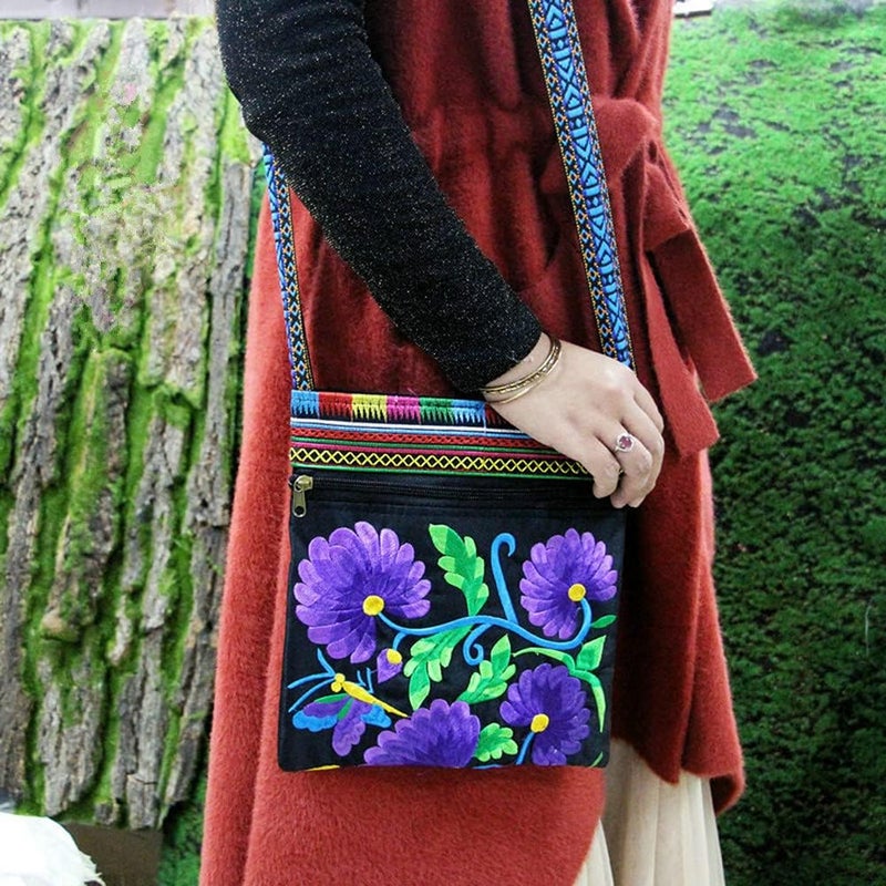 PHEVOS Hobo Crossbody Handbag for women, Hippie Shoulder Bags Purse Vintage Ethnic Tribal Embroidered Boho Hippie for Ladies - Image 2