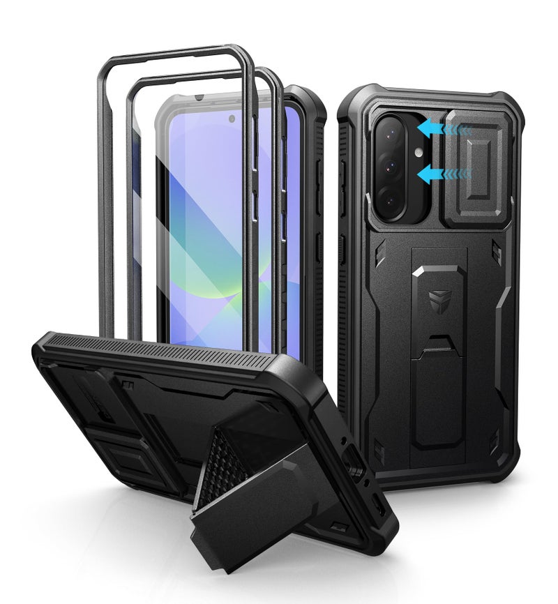 Dexnor for Samsung Galaxy A365G Case 2 Front Frame Builtin Magnetic Slide Camera Cover Kickstand Heavy Duty Protection Shockproof Phone Case with Screen Protector 67 inch Black - Image 2