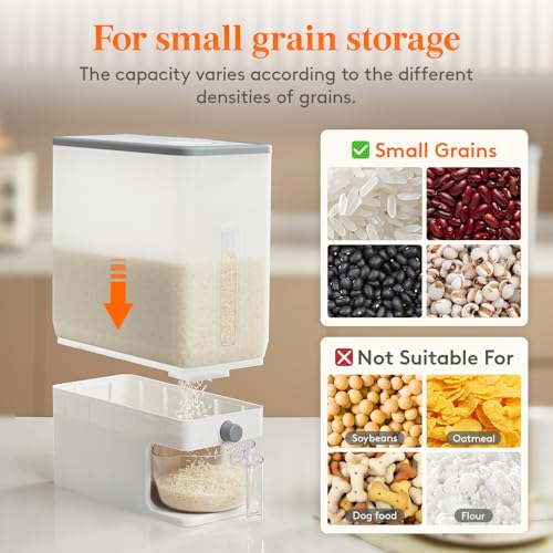 Lifewit Rice Dispenser 25 Lbs(11.3kg), Rice Storage Container Sealed Moisture Proof with Measuring Cup for Kitchen Pantry Household, BPA-Free - Image 5