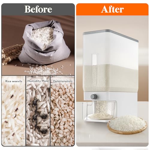 Lifewit Rice Dispenser 25 Lbs(11.3kg), Rice Storage Container Sealed Moisture Proof with Measuring Cup for Kitchen Pantry Household, BPA-Free - Image 4