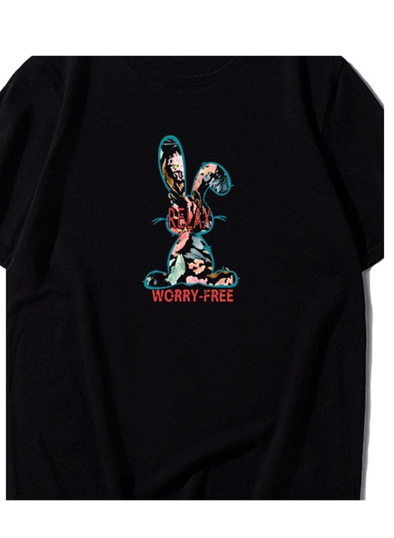 بطاقة طوق مستدير جديد من القطن القصير -sleeved t -shirt - Image 4