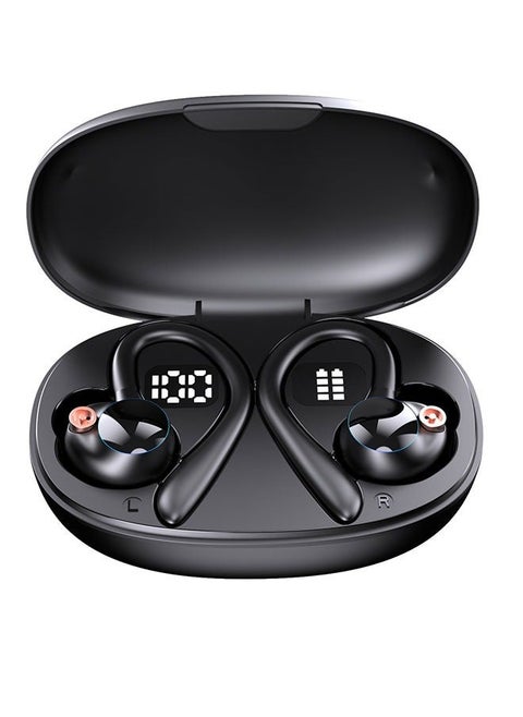Wireless Bluetooth Headset Noise Cancelling Stereo Earbuds With Air Conduction Technology, Smart Touch Control For Driving Talking Running Listening To Songs, Black