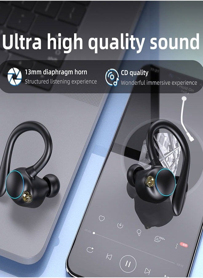 Generic Wireless Bluetooth Headset Noise Cancelling Stereo Earbuds With Air Conduction Technology, Smart Touch Control For Driving Talking Running Listening To Songs, Black  - Image 2